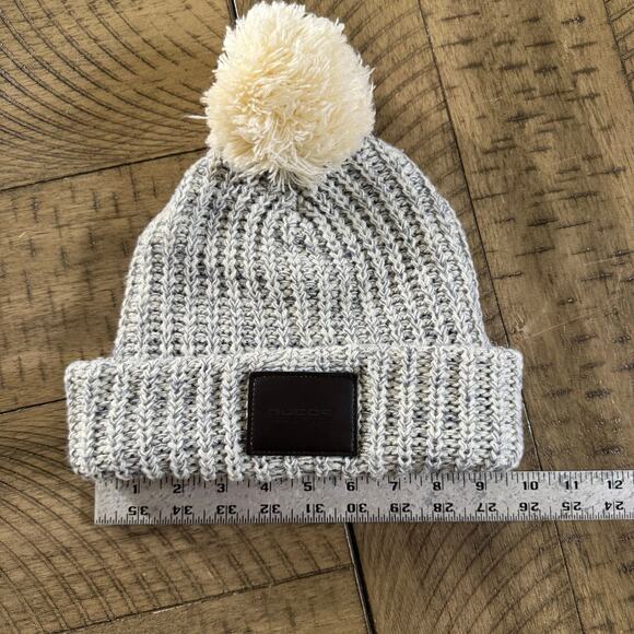 Nucor Hertford County Pom Beanie Hat Womens Gray Knit Winter Cap - Picture 5 of 9